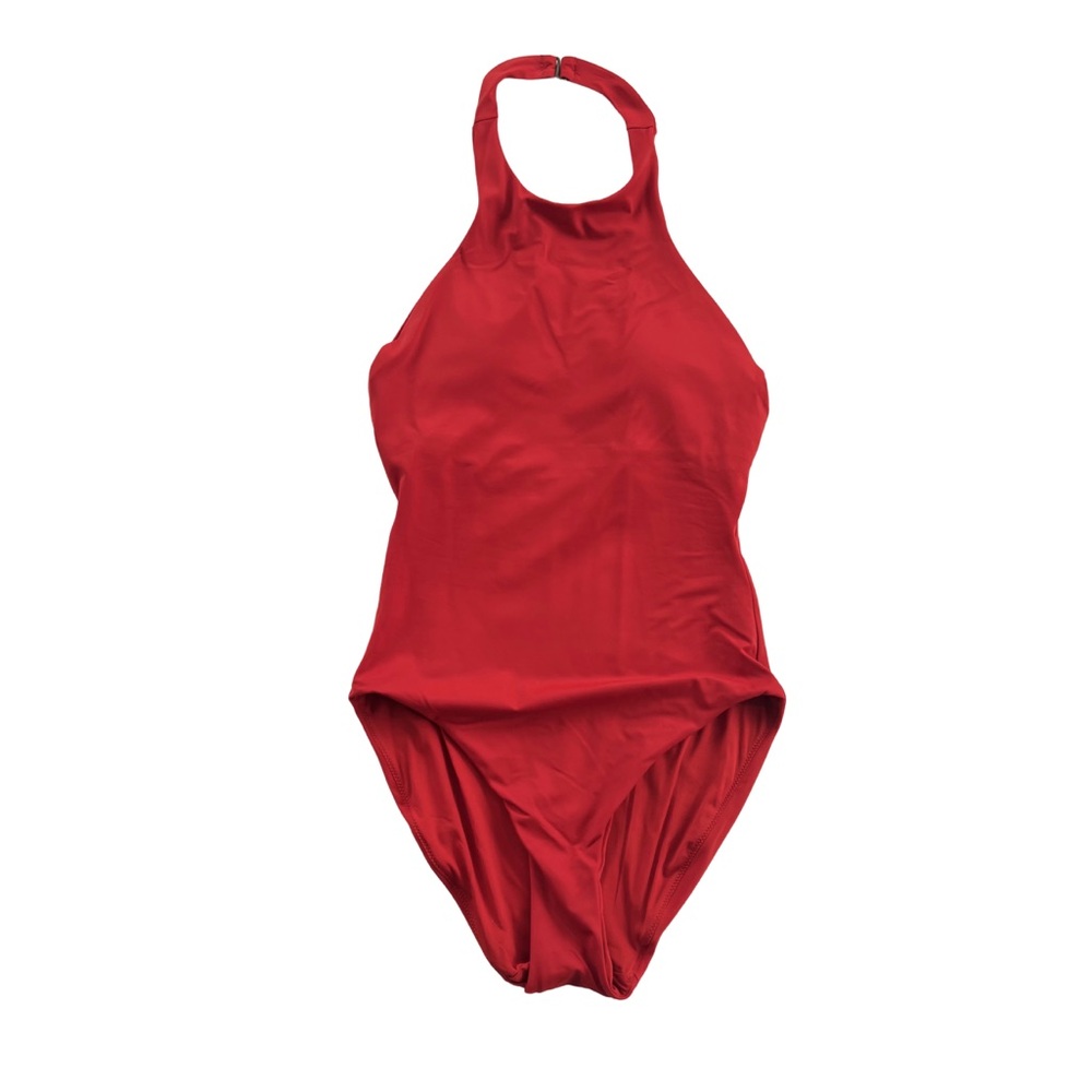 New Andie Swim The Luzon Chili Pepper Red Halter Neck One-Piece Classic Swimsuit - Picture 3 of 11